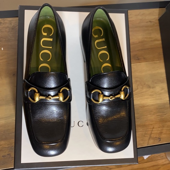GUCCI HOUDAN Black Leather Platform Loafers - Picture 8 of 10